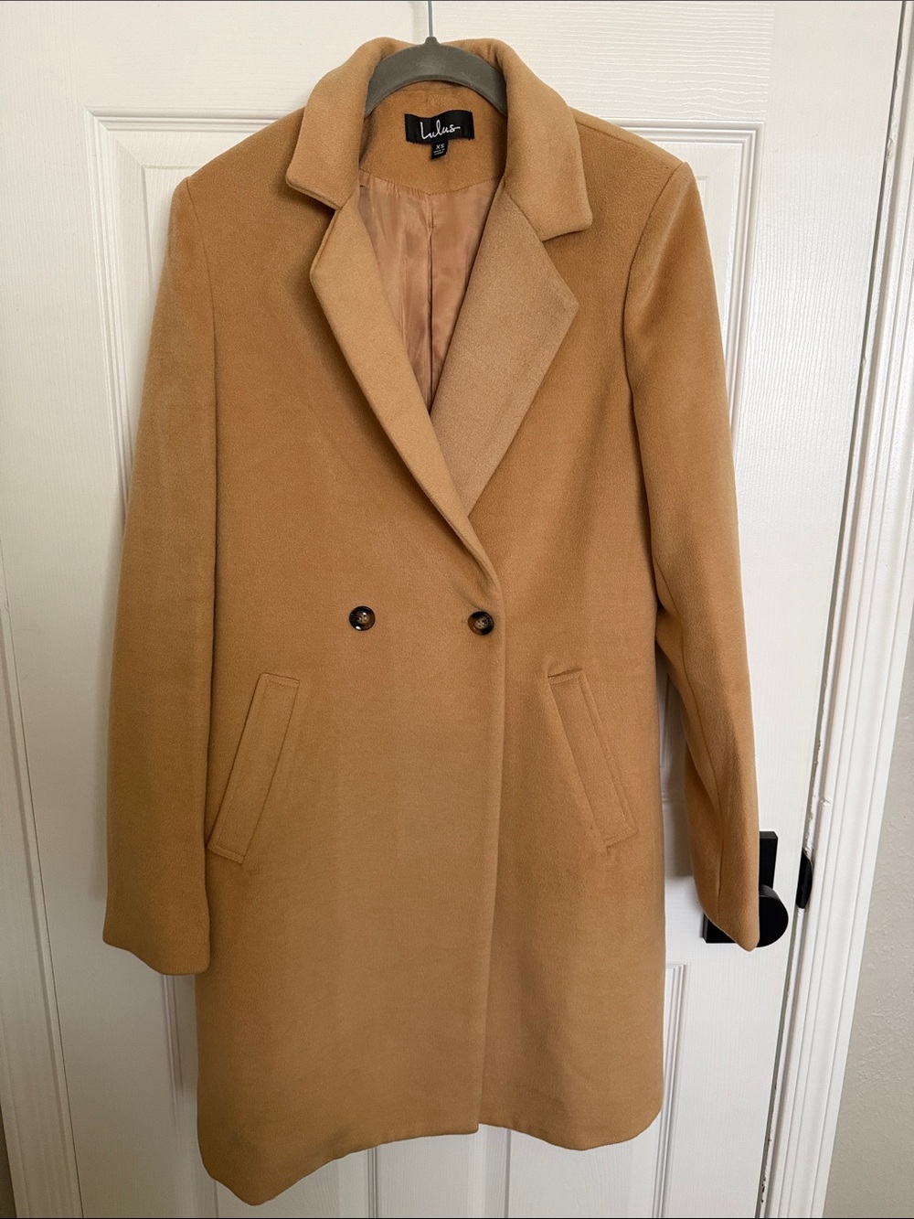 Lulu's Camel Double-Breasted Pea Coat